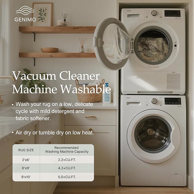 GENIMO 3x5 Area Rugs for Living Room, Machine Washable Non Slip Vintage Rugs, Low Pile Lightweight Chenille Print Rug for Bedroom, Dining Room, Home Office, Warm Taupe