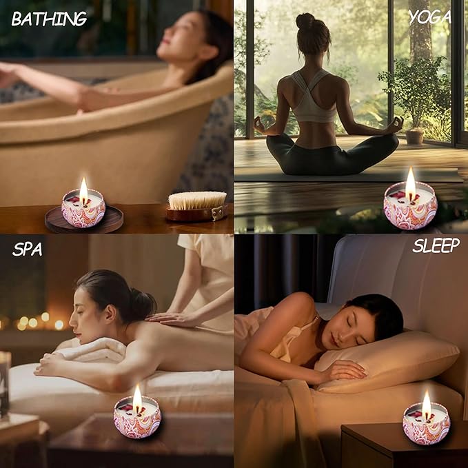 Aromatherapy Candle Gift Set – 4 Pack Miniature Soy Wax Candles, Lavender, Lemon, Vanilla & Rose – Meditation Candle Set for Relaxation, Christmas Gifts, Home Décor & Travel