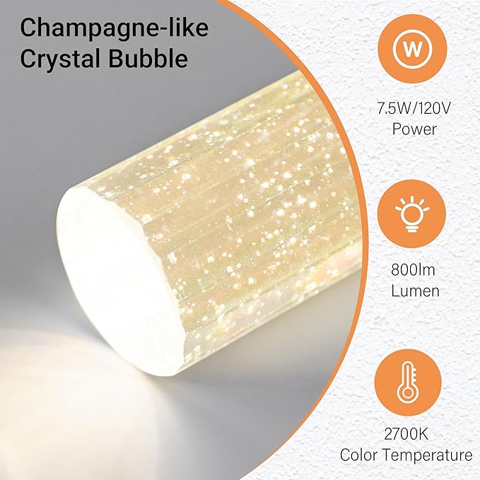 Pendant Ceiling Light Fixture - LED Crystal Pendant Lights for Kitchen Island, Modern Island Light with Bubble Glass - 3 Pack