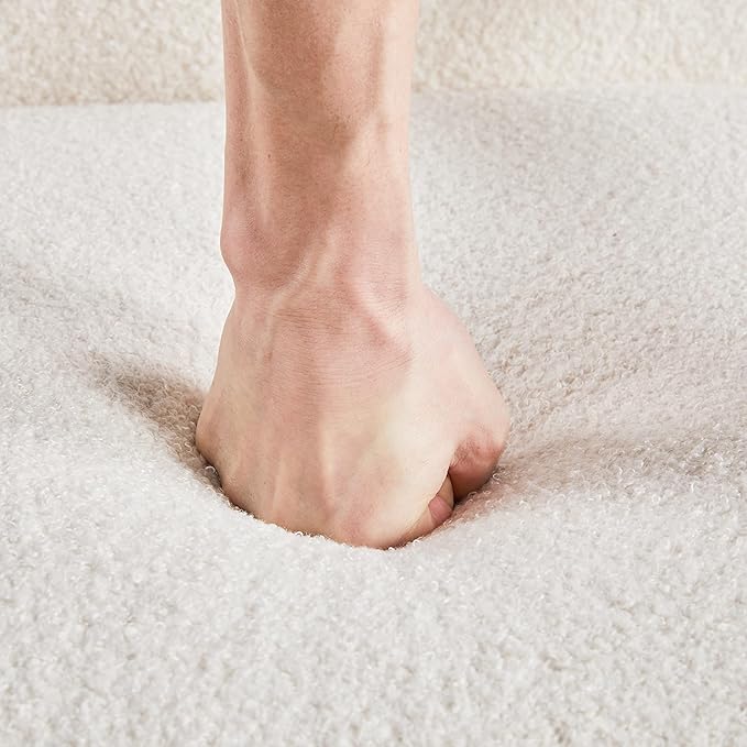 Yaheetech Fabric Accent Chair, Mid-Century Modern Armchair with Solid Wood Legs, Reading Leisure Chair with High Back for Living Room Bedroom Waiting Room, Set of 2, Ivory