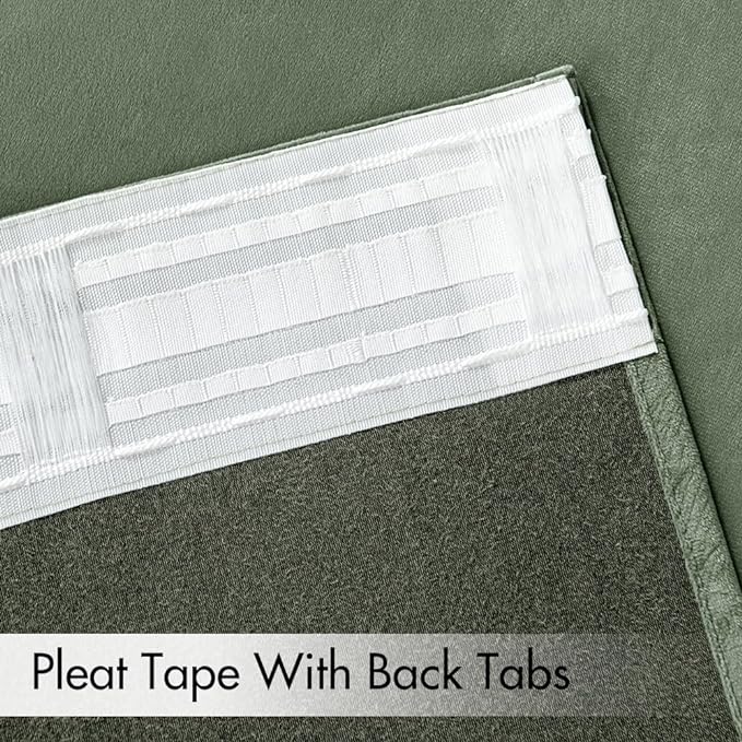 MIULEE Sage Green Velvet Curtains 84 inches 2 Panels - Pinch Pleat Luxury Room Darkening Window Drapes for Bedroom Living Room Blackout Thermal Insulated Super Soft, Back Tab Rod Pocket, W52 x L84