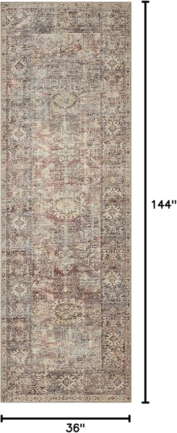 Loloi Amber Lewis Georgie Collection GER-06 Bordeaux/Antique 3'-0" x 12'-0", .19" Pile Height, Runner Rug