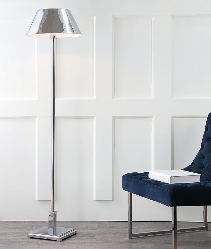 JONATHAN Y JYL6005A Roxy 60" Metal LED Floor Lamp, Contemporary, Modern, Transitional, Office, Living Room, Family Room, Dining Room, Bedroom, Hallway, Foyer, Chrome