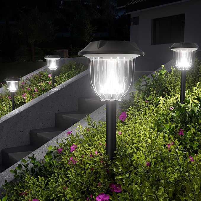 Solar Outdoor Lights,3 Pack LED Lights Outdoor Waterproof, Maintain 10 Hours of Lighting for Your Garden, Landscape, Path, Yard, Patio, Driveway(Cold)