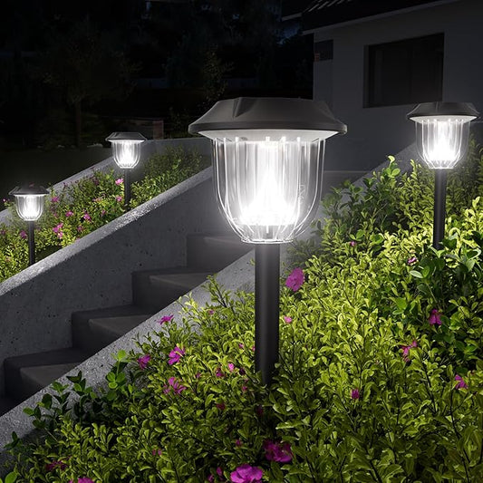 Solar Outdoor Lights,3 Pack LED Lights Outdoor Waterproof, Maintain 10 Hours of Lighting for Your Garden, Landscape, Path, Yard, Patio, Driveway(Cold)