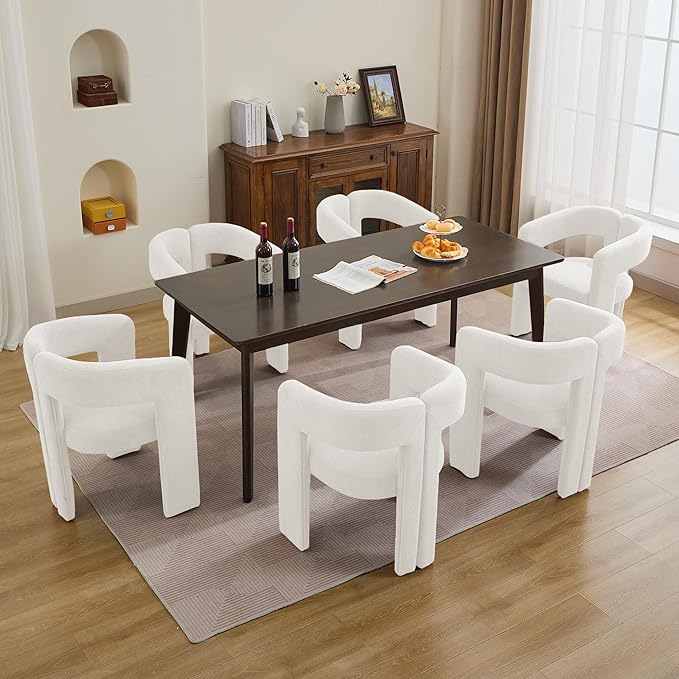 Modern Barrel Dining Chairs Set of 3, Upholstered Linen Dining Room Chair with Wooden Legs, Accent Chairs for Kitchen/Dining Room/Living Room, Beige