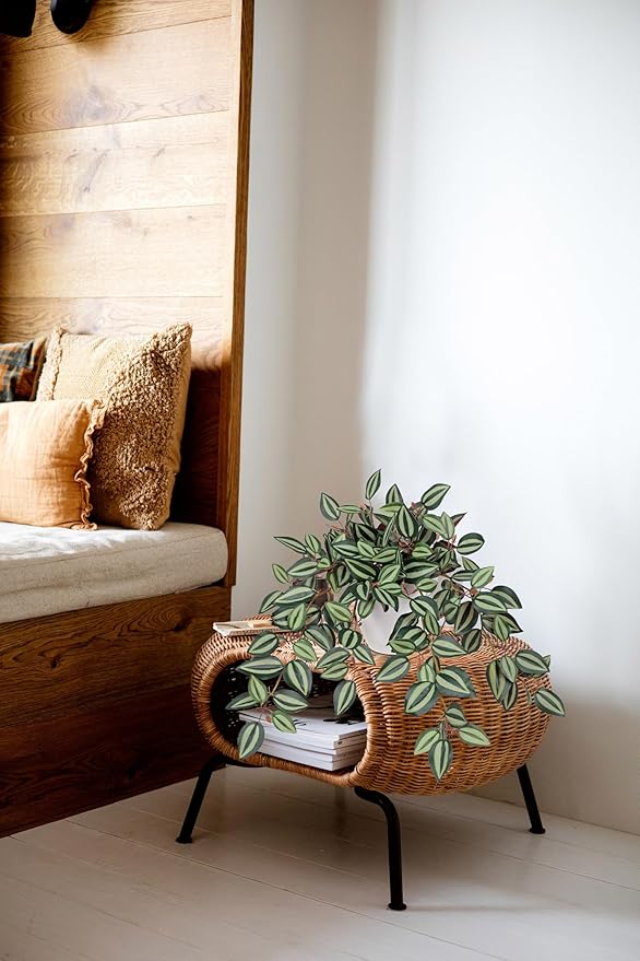 Briful Artificial Plants Indoor Fake Potted Silk Plants Faux Watermelon Peperomia Draping Plant for Home Office Bathroom Shelf Cabinet Tabletop Decoration(Purple)