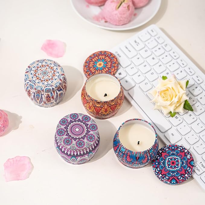 Topadorn 4 Pack Scented Candles Gift Set - Soy Wax Aromatherapy Candles for Home, Relaxation, Meditation, Yoga - Long Lasting Fragrance (Lavender, Vanilla, Citrus, Eucalyptus)