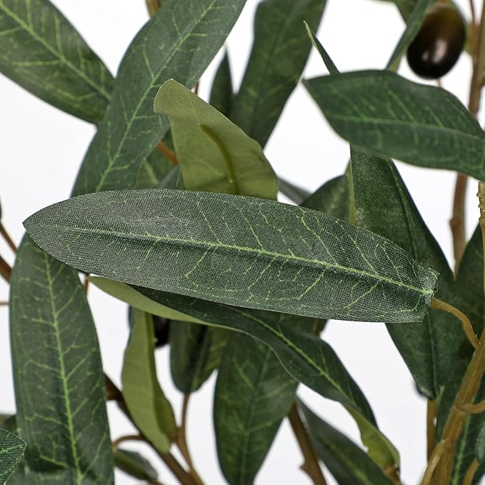 Briful Small Olive Trees Artificial Decor 19.6in Fake Olive Plant with Black Pot Decorative Olive Tree for Home Office Countertop Kitchen Table Farmhouse Decor
