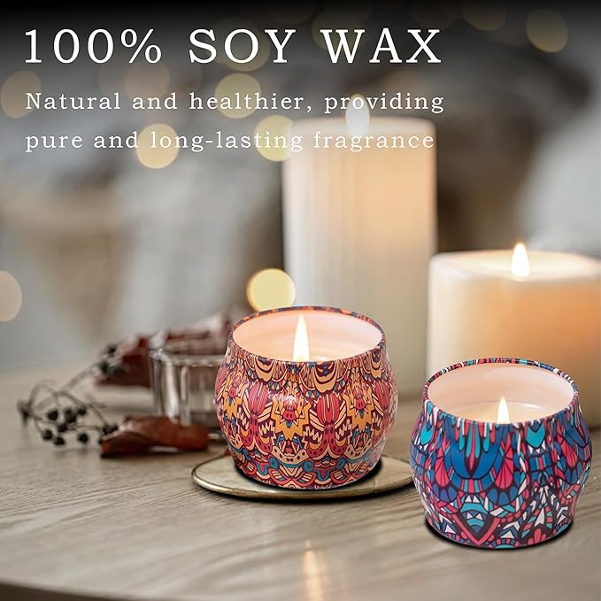 Topadorn 4 Pack Scented Candles Gift Set - Soy Wax Aromatherapy Candles for Home, Relaxation, Meditation, Yoga - Long Lasting Fragrance (Lavender, Vanilla, Citrus, Eucalyptus)