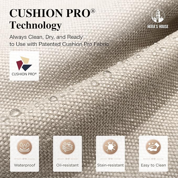 HERA'S HOUSE High Back Patio Furniture Set with Swivel Chairs, Outdoor Wicker Conversation Sets with 5.5" Comfy Cushions, 4 Piece Outside Sofa Sets, Beige