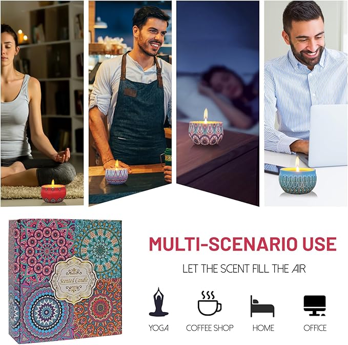 Candle,Scented Candles Gift Set, 4 Pack Aromatherapy Candle, Stress Relief Gifts for Women, Candles for Home Scented, Ideal for Birthday, Christmas, Thanksgiving, Mother's Day