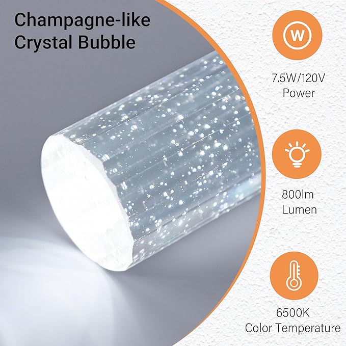 Pendant Ceiling Light Fixture, LED Kitchen Lighting Crystal Pendant Lights Kitchen Island, 1-Light Integrated Kitchen Hanging Light Fixture Modern Island Light with Bubble Glass Three Pack