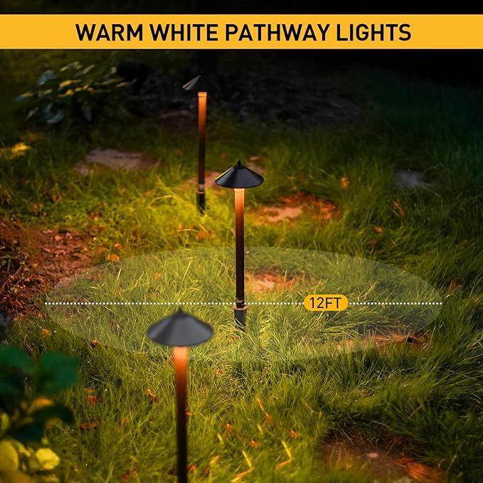 10W Pro Style Low Voltage Landscape Pathway Lights Kit 8Pack, 2700K Warm White, Decorative Yard & Garden Lighting 8308-9103-08