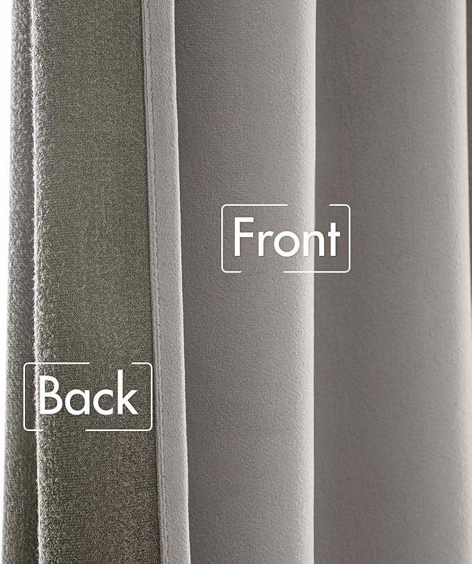 MIULEE Silver Gray Velvet Curtains 90 inches - Luxury Blackout Curtains for Bedroom Living Room Thermal Insulated Super Soft Window Drapes Rod Pocket & Back Tab, W52 x L90 inches, 2 Panels