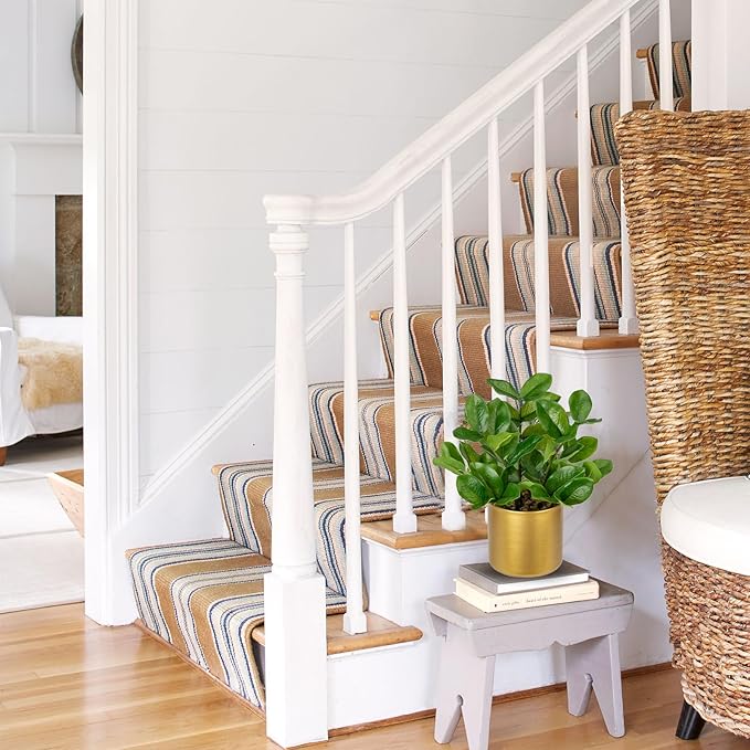 Briful Faux Plants Indoor Artificial ZZ Plant with Gold Pot 11.8in Realistic Fake Silk Plants for Home Office Bathroom Kitchen Dining Table Centerpiece Decoration