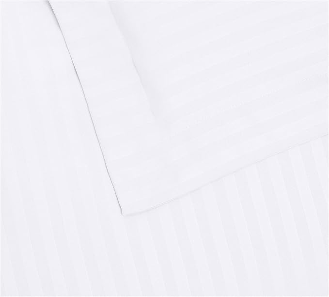 Amazon Basics Microfiber Duvet Cover Set - 3 pieces, King, Bright White Striped
