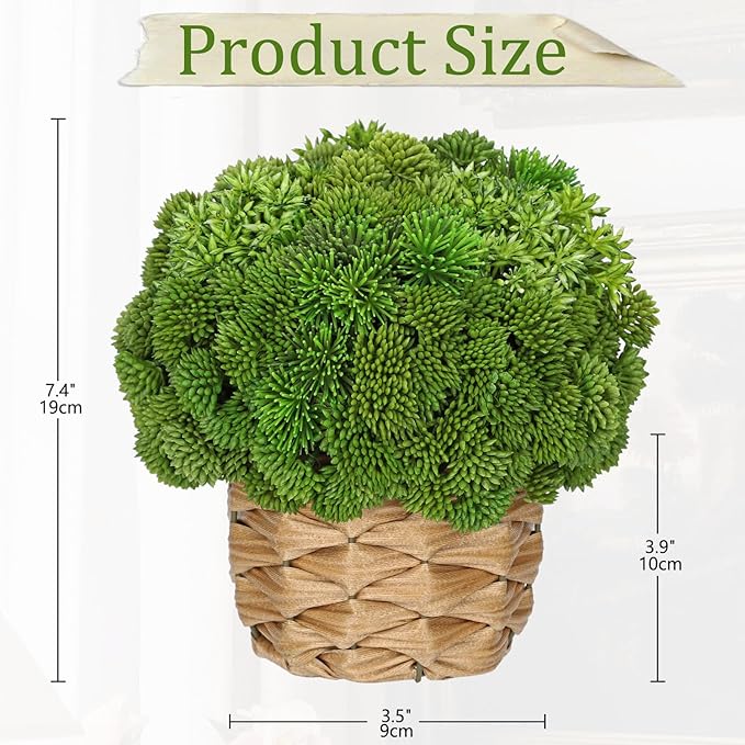 Briful Succulent Plants Artificial Small Faux Succulents Arrangement in Woven Basket Fake Silk Plants Indoor for Home Office Table Centerpiece Shelf Bathroom Decor