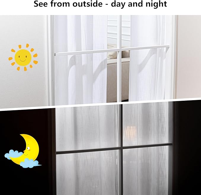 MYSKY HOME Floor to Ceiling Curtains 108 Inches White Sheer Window Drapes 2 Panel Sets Pinch Pleated Draperies Linen Look Boho Fabric, Soft Cotton Blend Light Filtering for Living Room, 40W x 108L