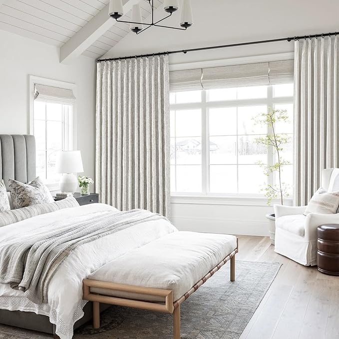 Topfinel Extral Wide Curtains, Pinch Pleated 100% Blackout Linen Drapery Panels with Hooks, Pinch Pleat Drapes for Patio Sliding Door Large Window Living Room Track, 72" Wx96 L 1 Panel