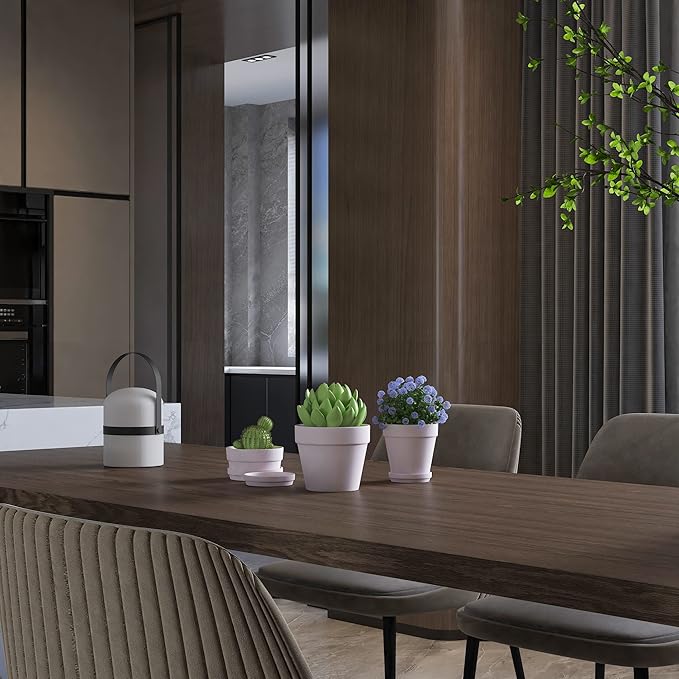 Fcacti 4 Inches Small Pink Terracotta Pots with Saucer, 6 Pack 4" Terra Cotta Planter with Drainage Holes, Small Clay Flower Pots for Plants, Succulents, Crafts, Wedding Favor