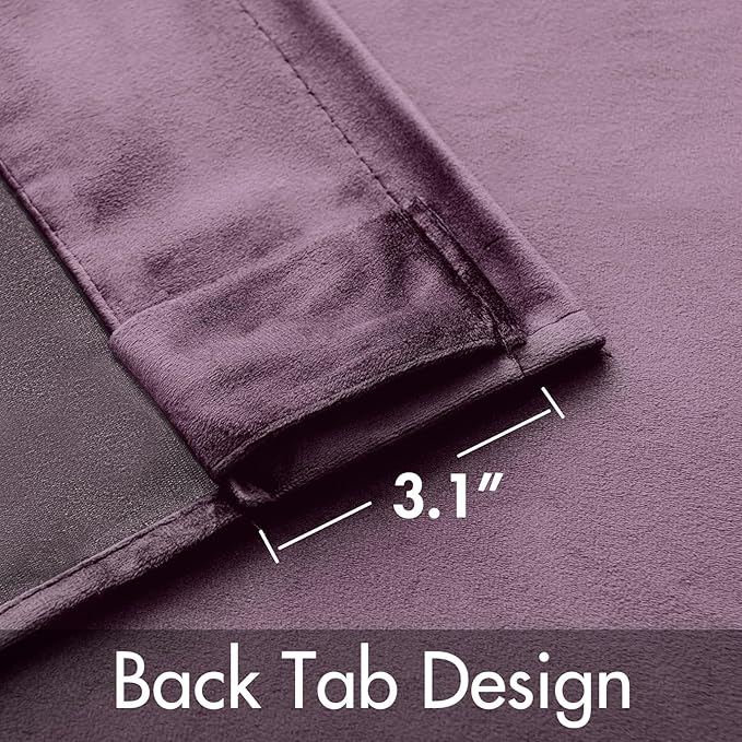 MIULEE Lavender Velvet Curtains 96 inches - Luxury Blackout Curtains for Bedroom Living Room Thermal Insulated Super Soft Window Drapes Rod Pocket & Back Tab, W52 x L96 inches,Purple,2 Panels