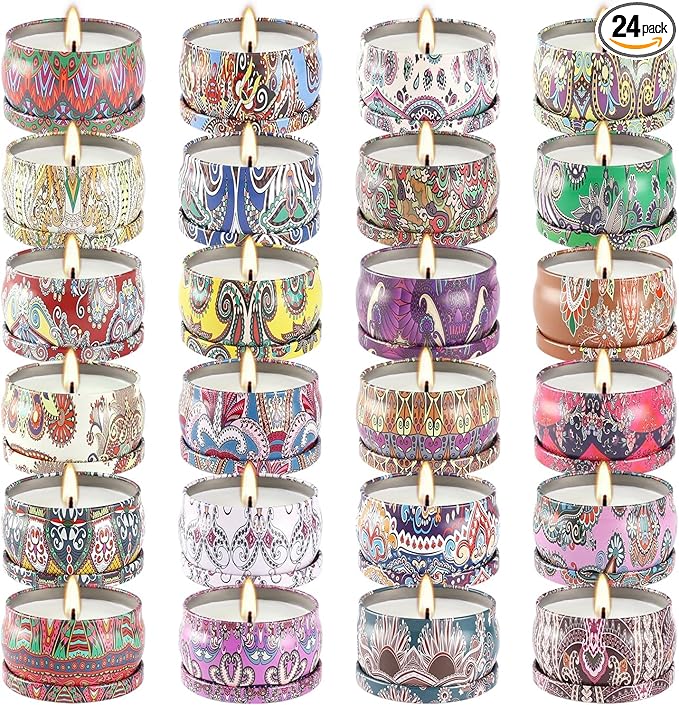 24 Pack Scented Candles Set for Home, Relaxing Stress Relief, Aromatherapy - Natural Soy Wax and Fragrance - Gifts for Women, Mom, Best Friend, Wife, Birthday