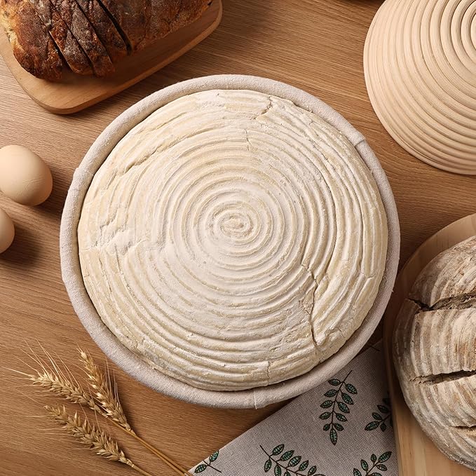 Banneton Bread Proofing Basket Set of 4PCS 6 Inch Round Sourdough Dough Proofing Bowls for Sour Dough Bread Baking Supplies, Proofing Basket or Home Sourdough Bakers Baking