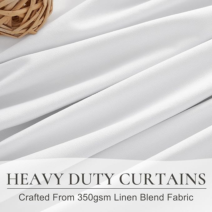 Custom Solid Bright White Memory Trained Pinch Pleated Curtains 86 Inches Long 2 Panels Set for Living Room, Blackout Natural Linen Modern Viral Drapes Hooks Rings 40 x 86 Inches Length Windows Burg