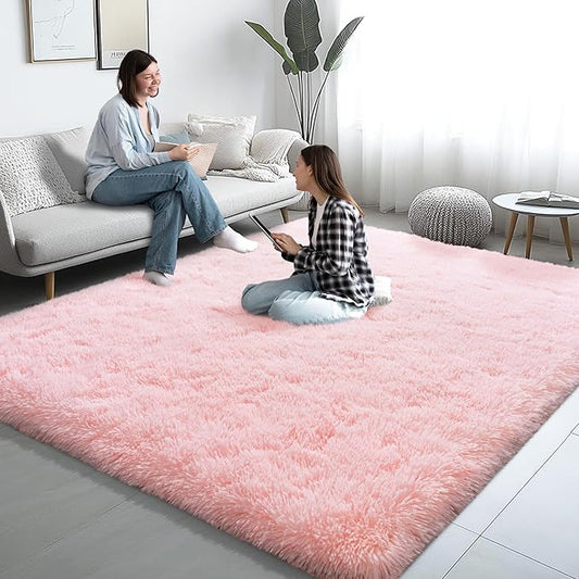 Pink Area Rugs for Living Room, 6x9 Fluffy Shaggy Rug Soft Carpets, Rugs for Bedroom Nursery Kids Room Dorm Home Decor Aesthetic