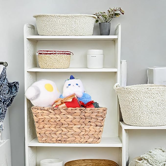 Gift Baskets Empty, Woven Storage Basket , Baby Shower Organizer, Nursery Toy Bin with Gift Bags and Ribbons – Natural color (1-Pack)