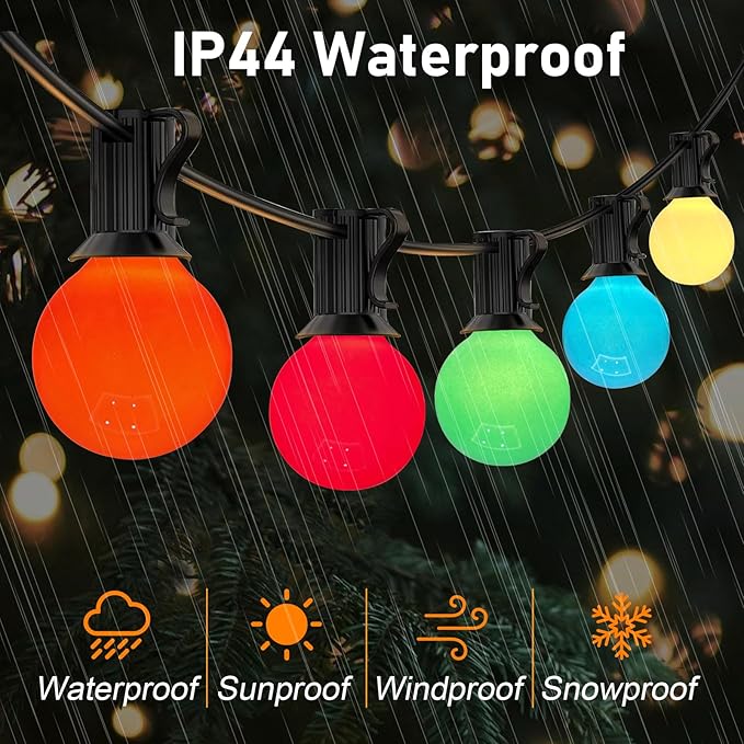 GOOTHY 25Ft Outdoor Multicolor Christmas Lights, G40 Globe Patio String Lights with 27 Ceramic Colorful Bulbs(2 Spare), Outside Christmas Lights for Holiday Party Backyard Decor