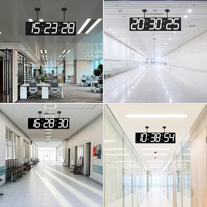 28.5‘’ Double Sided Digital Wall Clock, Multifunctional Led Countdown Clock with Timer, Temperature and Date Display, Hanging Digital Clock Large Display for Corridors, Hospitals (White)