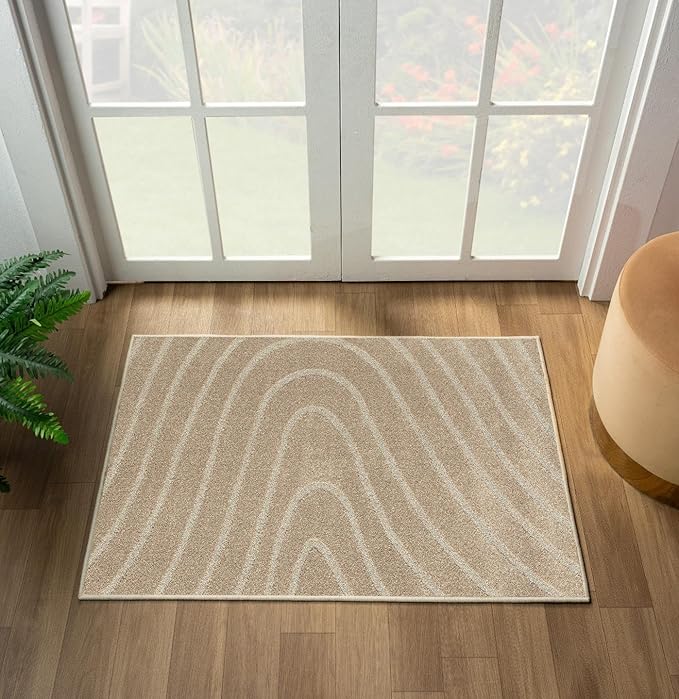 LUXE WEAVERS Modern Geometric Wave Beige 2x3 Area Rug