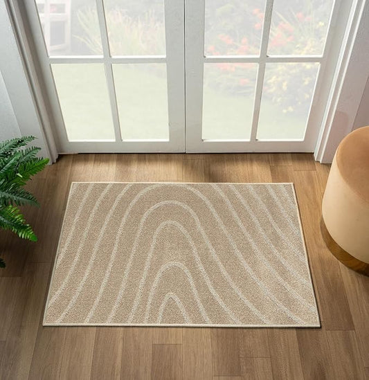 LUXE WEAVERS Modern Geometric Wave Beige 2x3 Area Rug