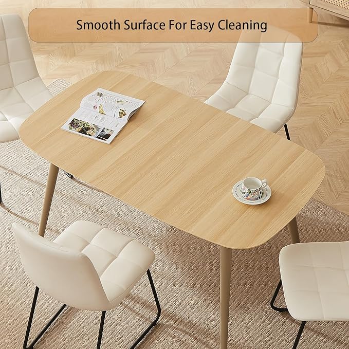 55.1''Dining Table Set for 4,Modern Wood Dining Table,Leather Dining Chairs 4,Table and Chairs Set of 4,Ideal for Kitchen Dining Room (Cat Scratch Table, 55.1")