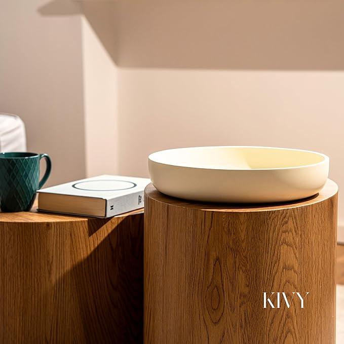 KIVY Concrete Fruit Bowl for Kitchen Counter - Large Decorative Bowl for Home Decor - Modern Fruit Basket for Entryway Table - Concrete Bowl - Decorative Bowls for Home Decor - White Fruit Bowl Decor