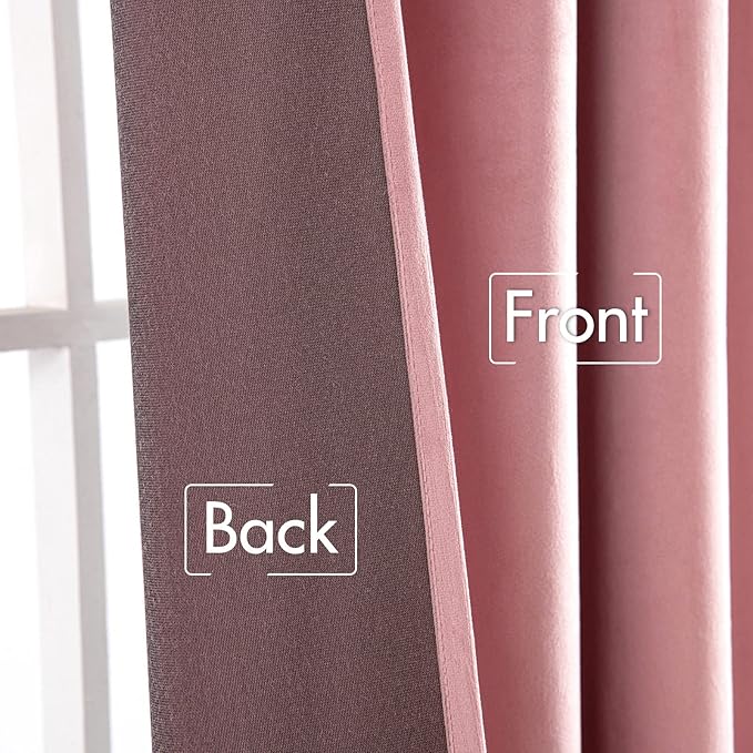 MIULEE Velvet Curtains 108 inches Long 2 Panels - Luxury Blackout Curtains for Girls Bedroom Nursery Living Room Thermal Insulated Super Soft Window Drapes Rod Pocket & Back Tab, Blush Pink