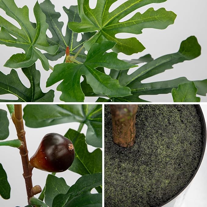 Artificial Sycamore Tree – Faux Indoor Plant for Home & Office Décor, Realistic Green Leaves, 44.9" Potted Fake Tree