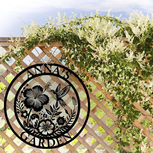 Custom Metal Garden Sign, Personalized Metal Home Garden Sign, Garden Gecor for Outside, Personalized Garden Signs with Name, Flower Garden Sign, Mom Grandma Women gifts