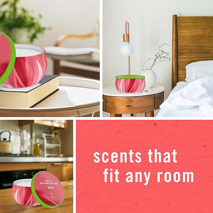 Febreze Scented Candle, Sweet Watermelon Vine Scent, 11 oz 4 Wick Candle, Single Pack