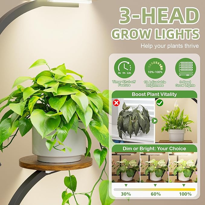 Plant Stand Indoor with Grow Lights - 8 Tiered Corner Plant Shelf Indoor, Tree-Shaped 46.3" Tall Plant Rack Display for Indoor Plants Multiple, Flower Holder for Living Room Patio Balcony Décor