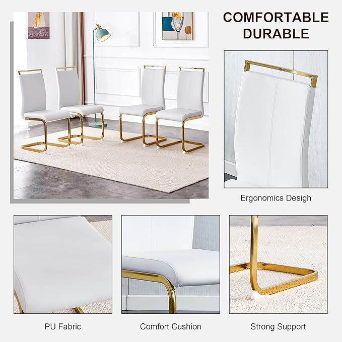 11 Piece Glass Dining Table Set, 79" Modern Dining Table Set for 10, 0.5" Thick Tempered Glass Tabletop with Gold Chrome Metal Legs and Black Crossbar, 10 PU Chairs for Dining Room, Kitchen