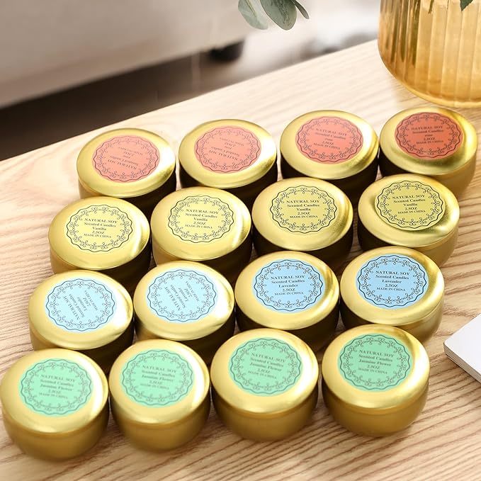 qinxiang Scented Candles Gifts Set,16 Pack Natural Soy Wax Travel Tin Jar Candles for 2.5 OZ Aromatherapy Candles for Family Gatherings, Festive Candles