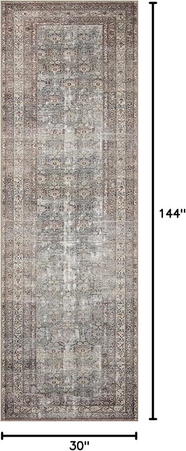 Loloi Amber Lewis Georgie Collection GER-10 Moss/Bark 2'-6" x 12'-0", .19" Pile Height, Runner Rug