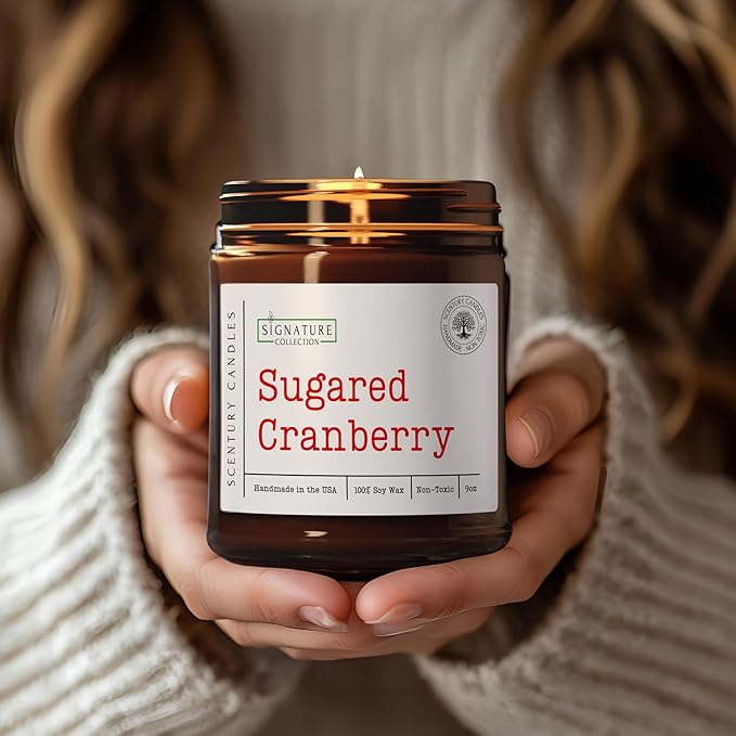 Sugared Cranberry Scented Candle, Many Scents to Choose from, All Natural Non-Toxic Soy Wax, Handmade in The USA (Sugared Cranberry)