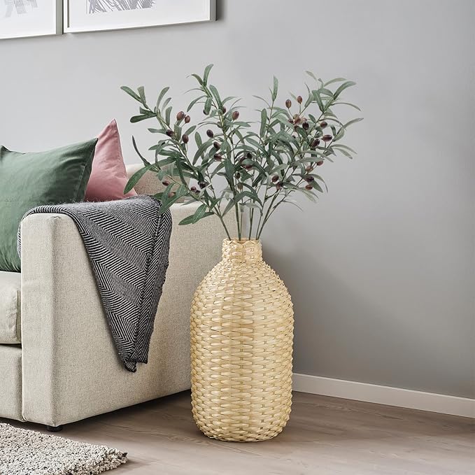 SHACOS 8 PCS Fake Olive Tree Branches Faux Olive Branches for Vase 28 inch Long Stems Artificial Greenery Stems Bulk Green Leaves Plant Twigs Decor