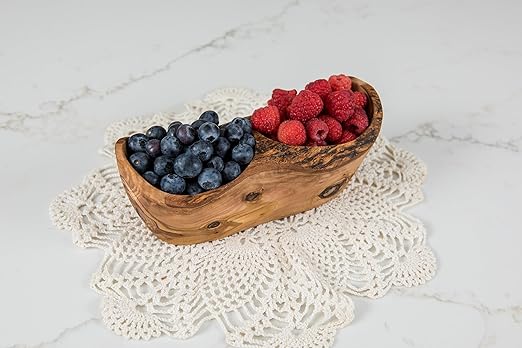 Lipper International Olive Wood Rustic Dish, 2 Sections