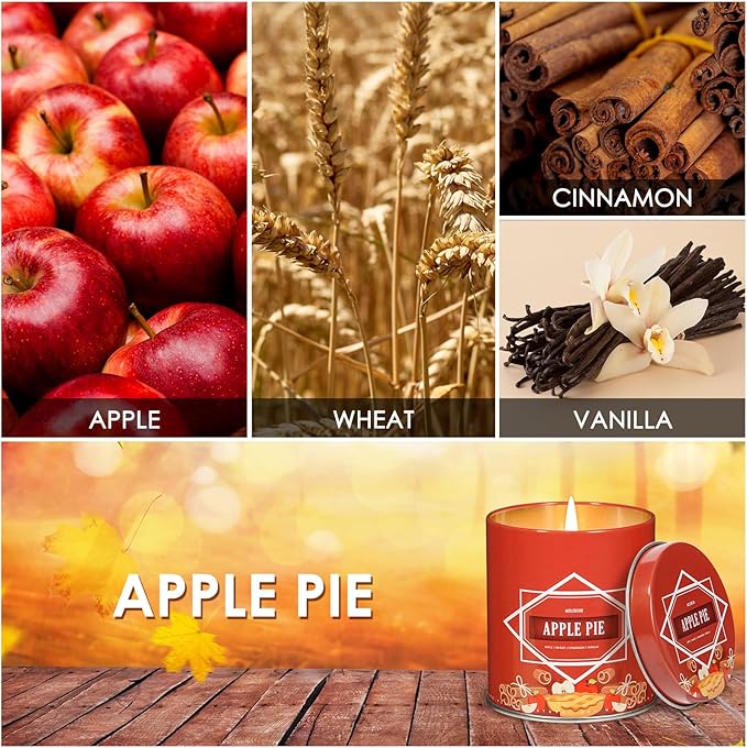 Apple Pie Fall Scented Candle – 9 oz Soy Wax in Travel-Friendly Reusable Tin, Non-Toxic & Clean Burning, 50-Hour Burn – Cozy Autumn Fragrance, Holiday Gift & Fall Decor for Women & Men