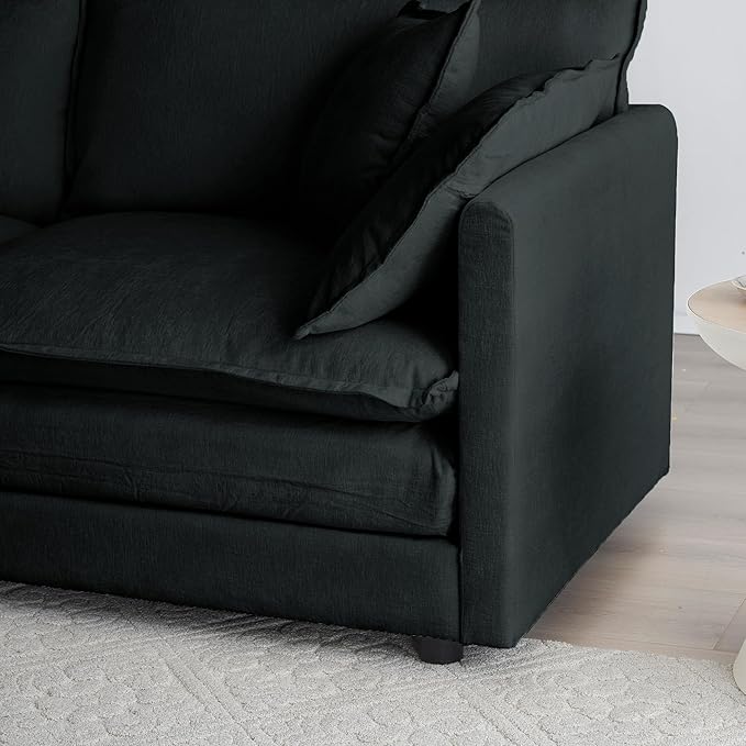 GNIXUU Oversized Accent Chair with Ottoman, Chenille Comfy Single Sofa, Modern Upholstered Lounge Reading Armchair Indoor Cloud Couch with Deep Seat & Pillow for Living Room Bedroom Apartment, Black